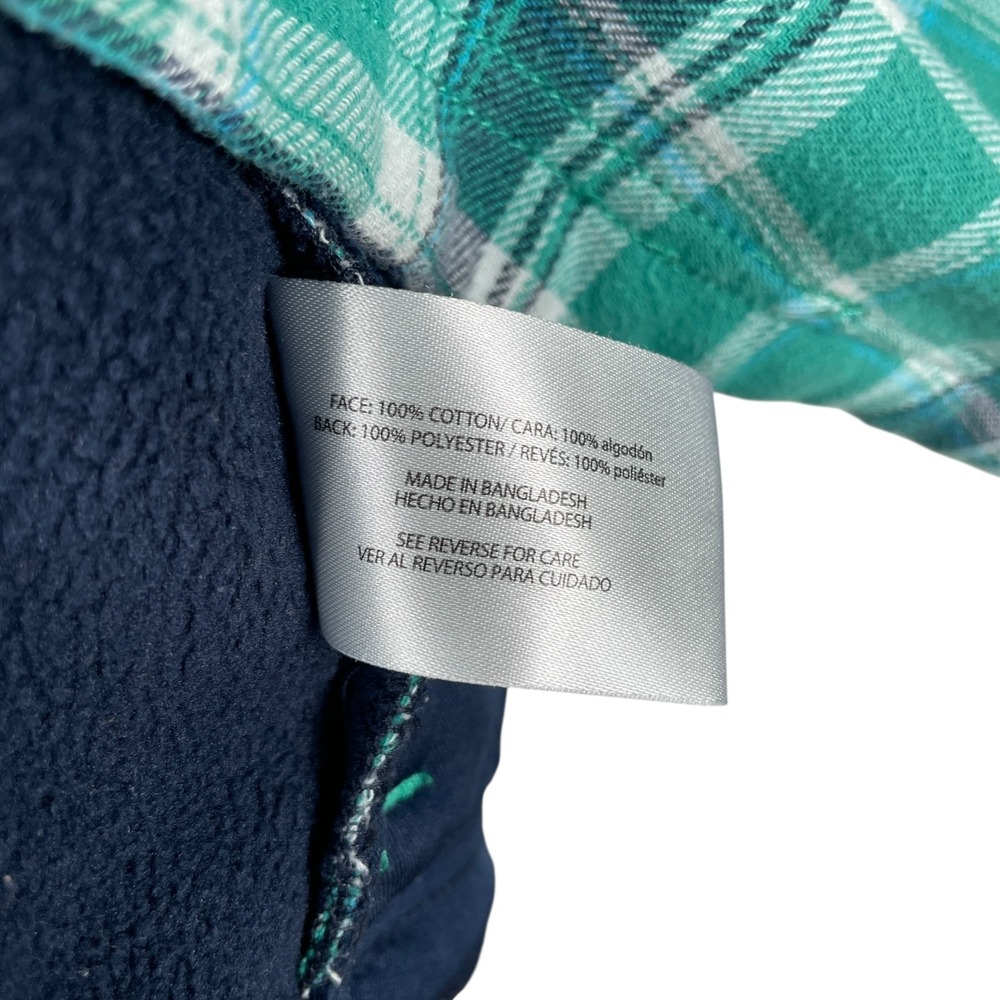Orvis Fleece‎ Lined Shacket Shirt Jacket Womens L Green Blue Plaid Snaps Pockets - Picture 6 of 7